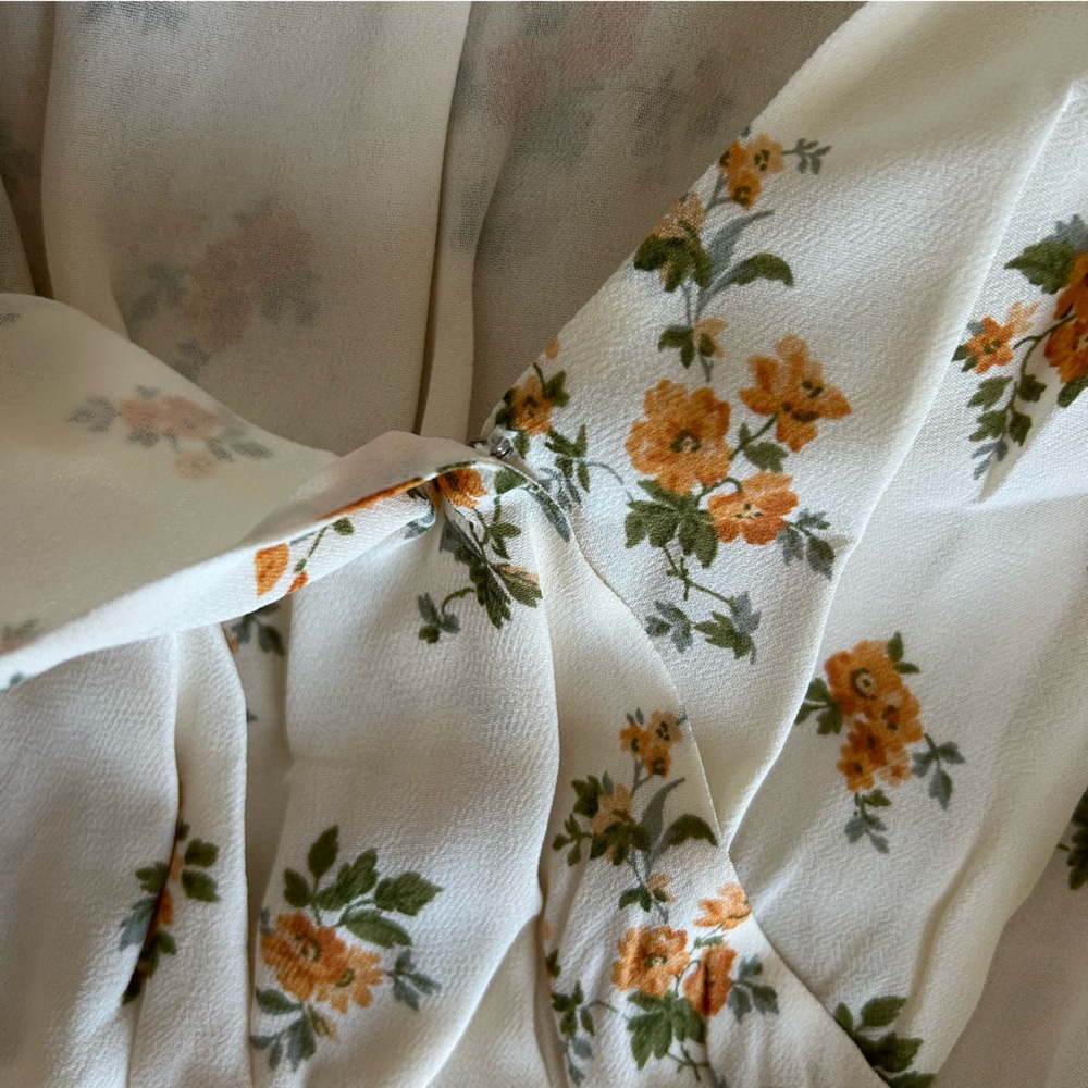 Reformation Farah Midi Dress Nicola Yellow Ivory Floral Summer Causal French - Picture 7 of 13